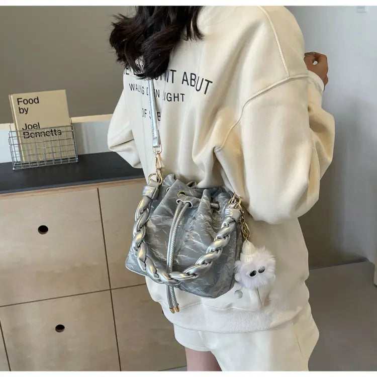 PU Texture Magnetic Snap Shoulder Bag in Multiple Colors