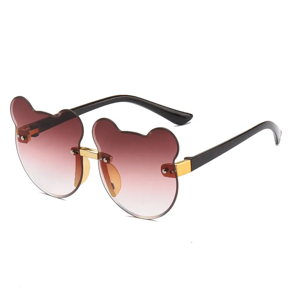 Purrfect Paws: Frameless Cat Ear Sunglasses - Gold Frame Double Grey Sheet
