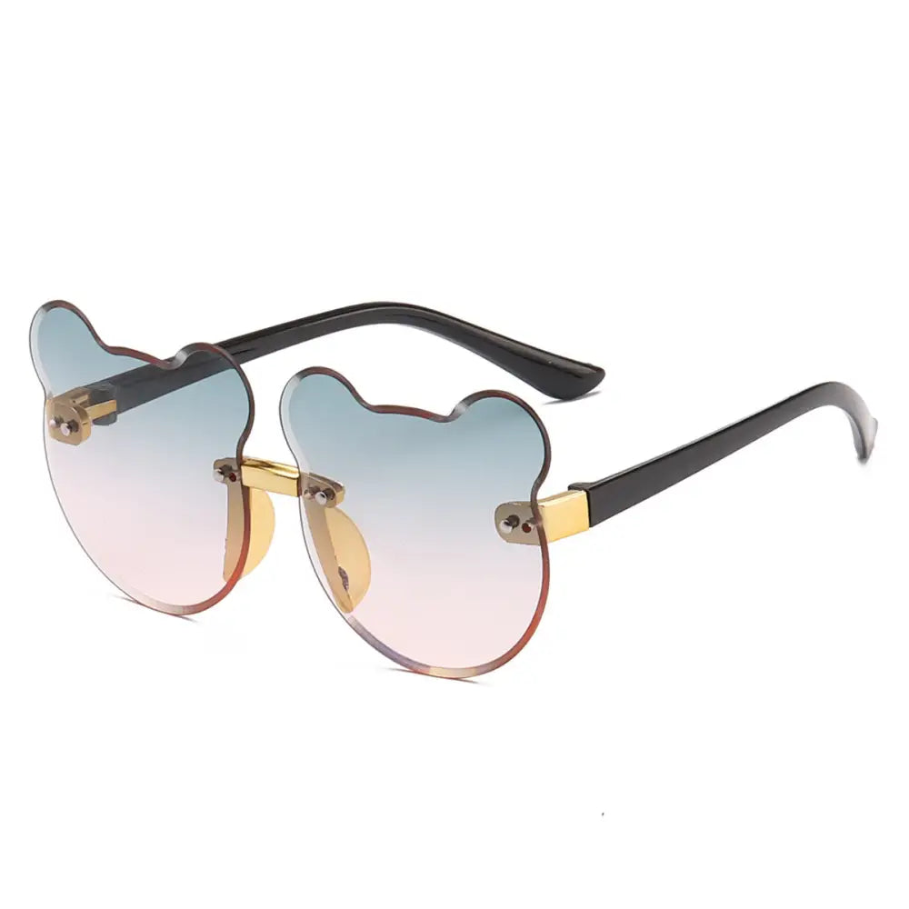 Purrfect Paws: Frameless Cat Ear Sunglasses - Gold frame grey powder