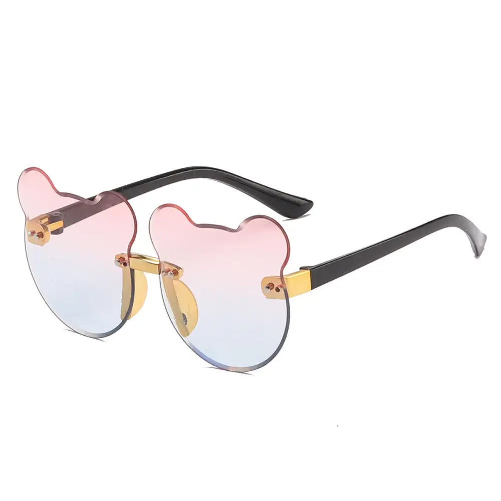 Purrfect Paws: Frameless Cat Ear Sunglasses - Gold frame powder blue sheet