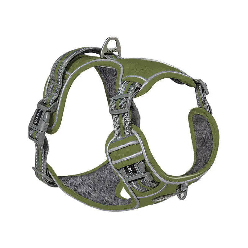 QS 076 Nylon Pet Chest Strap with Chain Ring and Rope Packing Army Green QS076 / S