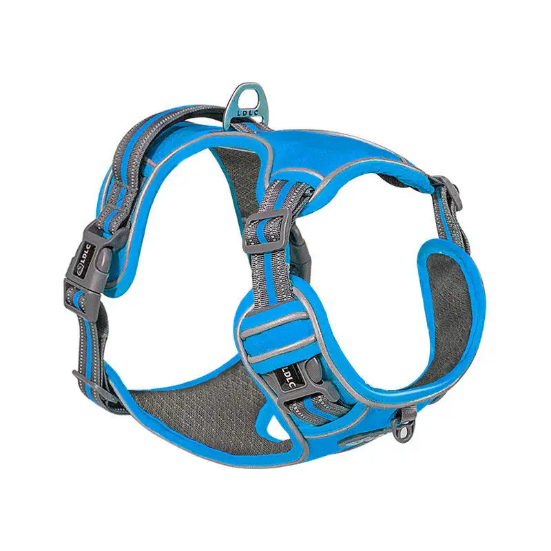 QS 076 Nylon Pet Chest Strap with Chain Ring and Rope Packing Blue QS076 / S