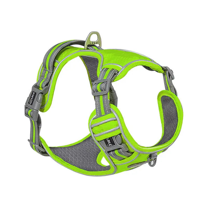 QS 076 Nylon Pet Chest Strap with Chain Ring and Rope Packing Green QS076 / S