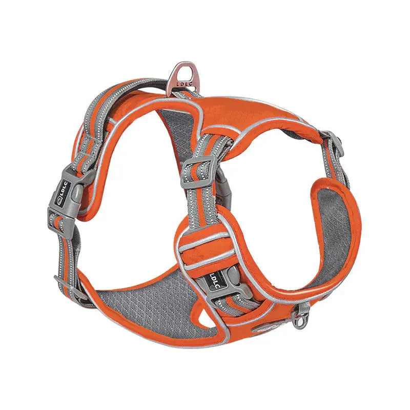 QS 076 Nylon Pet Chest Strap with Chain Ring and Rope Packing Orange QS076 / S