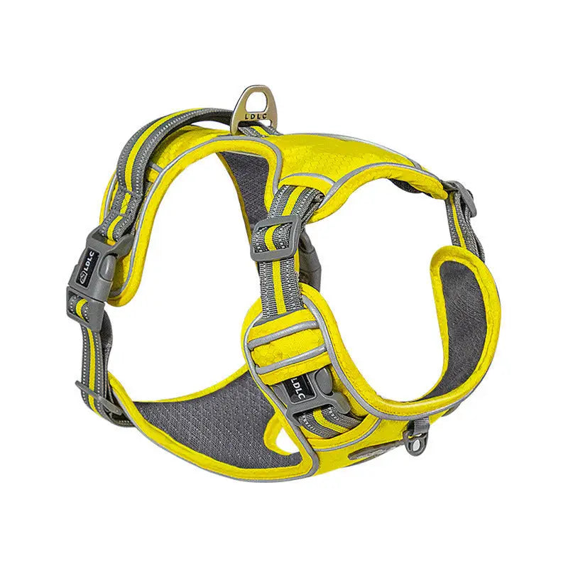QS 076 Nylon Pet Chest Strap with Chain Ring and Rope Packing Yellow QS076 / S