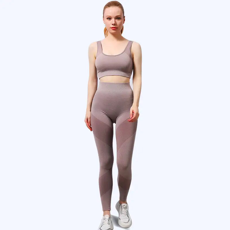 Quick-drying Sports Underwear Shockproof Peach Buttocks Tight Leggings Yoga Suit - Light purple / S - 4