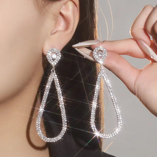Radiant Sparkle Geo Earrings - Bold & Chic - Silver