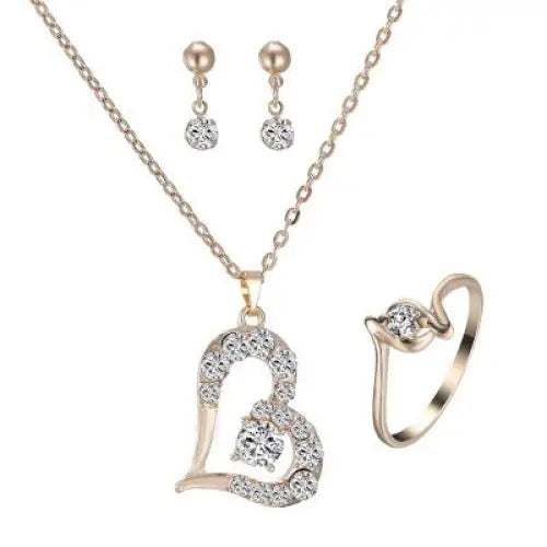 RadiantHeart Rhinestone Pendant Set