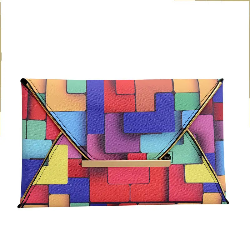 Rainbow Medium PU Suitcase with Internal Zipper and Polyester Lining - Rainbow Color