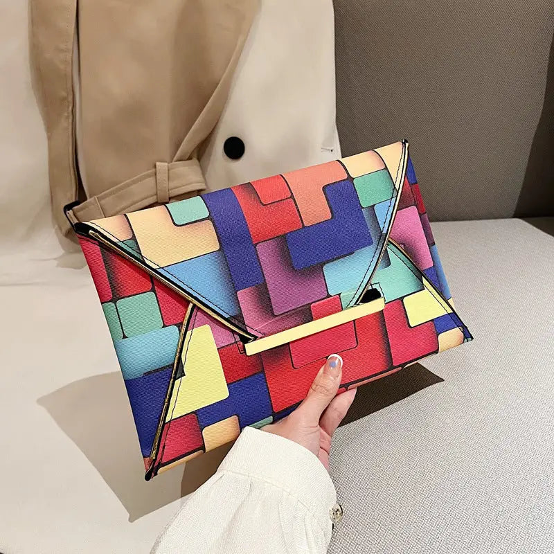 Rainbow Medium PU Suitcase with Internal Zipper and Polyester Lining - Rainbow Color