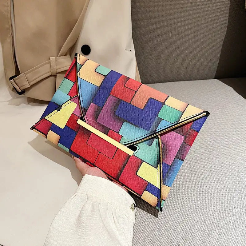 Rainbow Medium PU Suitcase with Internal Zipper and Polyester Lining - Rainbow Color