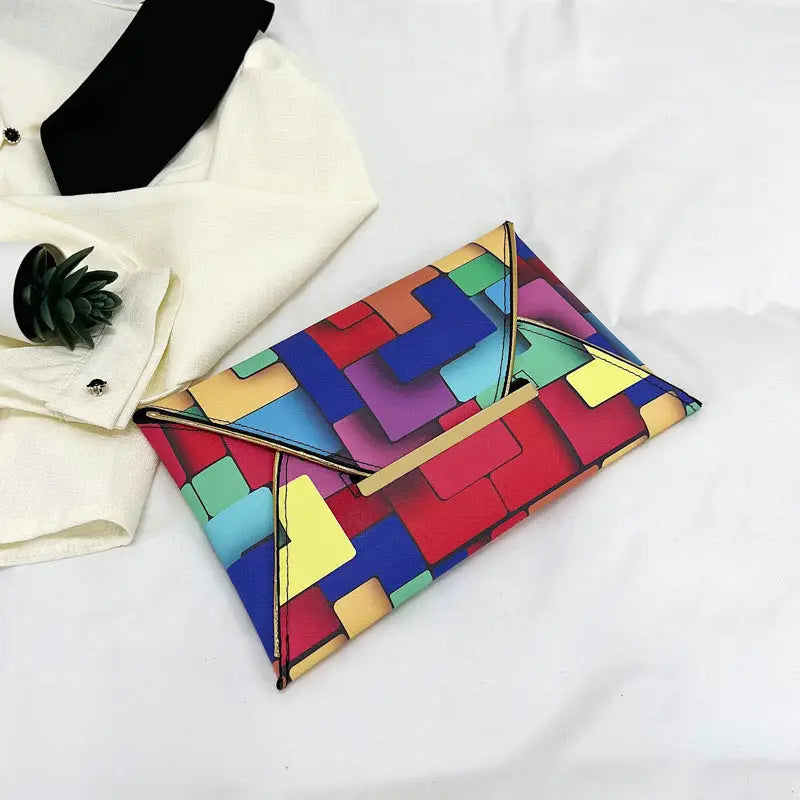 Rainbow Medium PU Suitcase with Internal Zipper and Polyester Lining - Rainbow Color