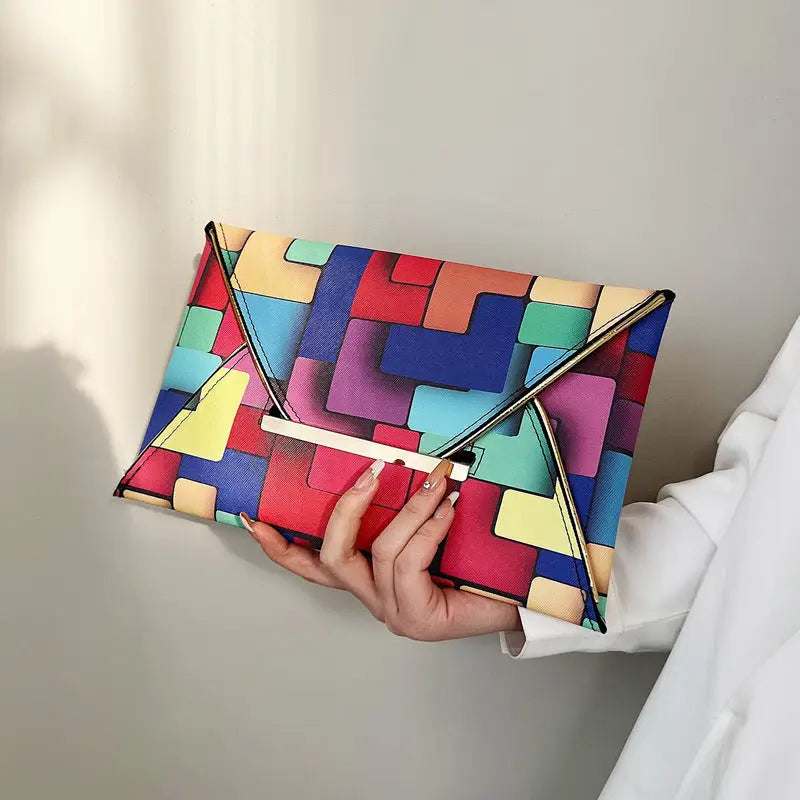 Rainbow Medium PU Suitcase with Internal Zipper and Polyester Lining - Rainbow Color