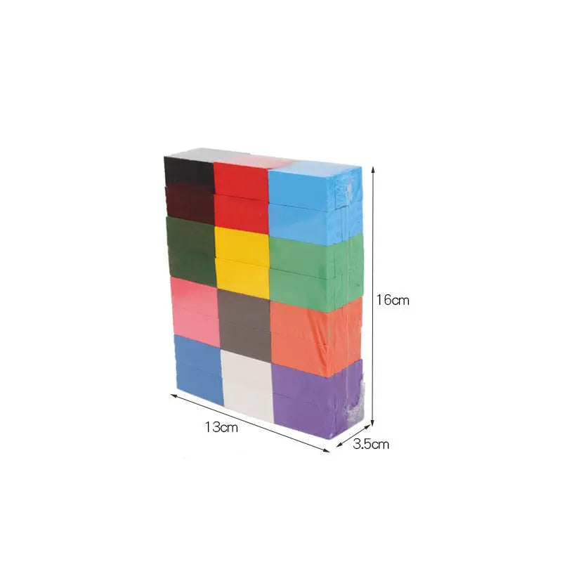 Rainbow Wood Domino Kit: Educational Building Fun - Color rainbow / 120PCS
