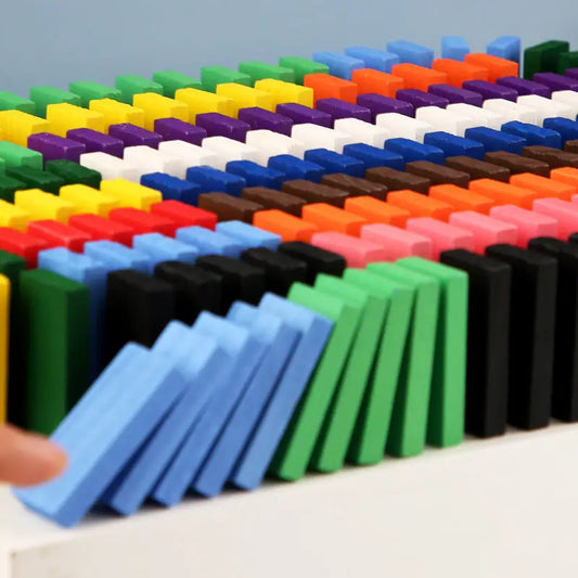 Rainbow Wood Domino Kit: Educational Building Fun - Color rainbow / 120PCS