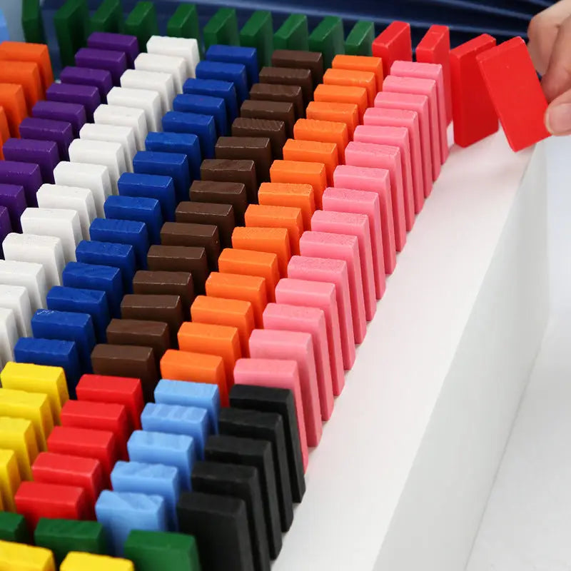 Rainbow Wood Domino Kit: Educational Building Fun - Color rainbow / 120PCS