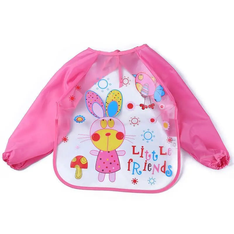 Rainy Day Artist: Kids Waterproof Art Apron - No 17 Pink Rabbit Bird