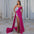 Regal Elegance: Luxe Split Gilded Evening Gown - Rose Red / S