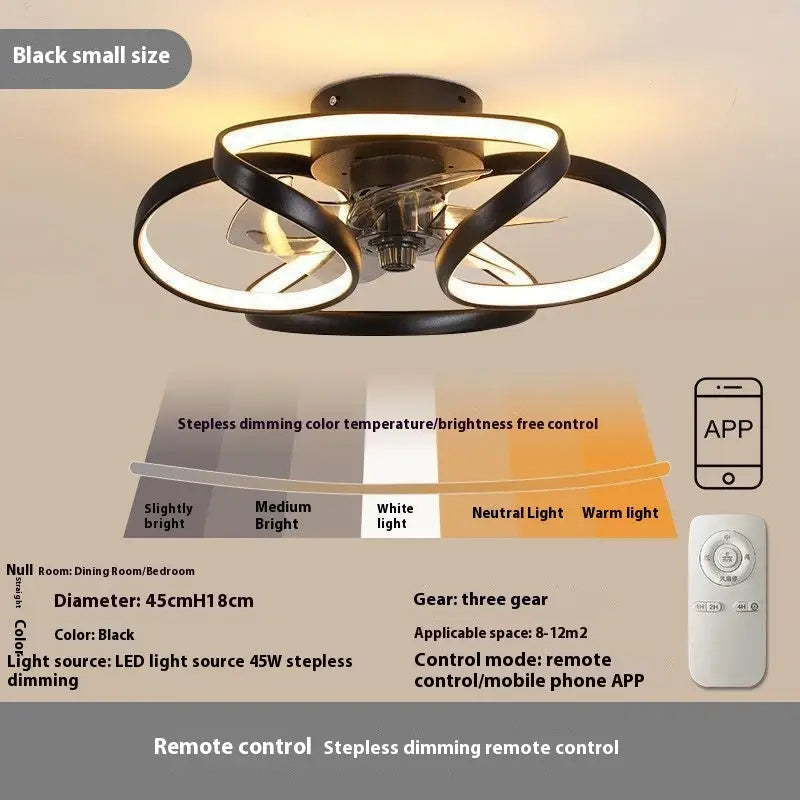 Remote Control Plastic Fan Black 45 cm Electrodeless Dimming Frequency Black Small Size / 220V Electrodeless Dimming