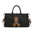 Retro Canvas Travel Bag with PU Leather and Plaid Polyester Lining - Black