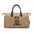 Retro Canvas Travel Bag with PU Leather and Plaid Polyester Lining - Khaki
