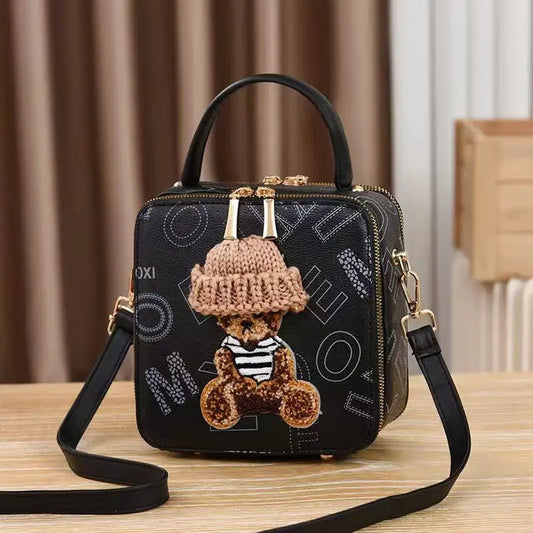 Retro European American Round PU Suitcase Style Women’s Handbag