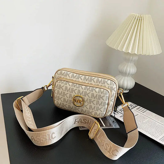 Retro European and American Soft PU Shoulder Bag with Sandwich Pocket