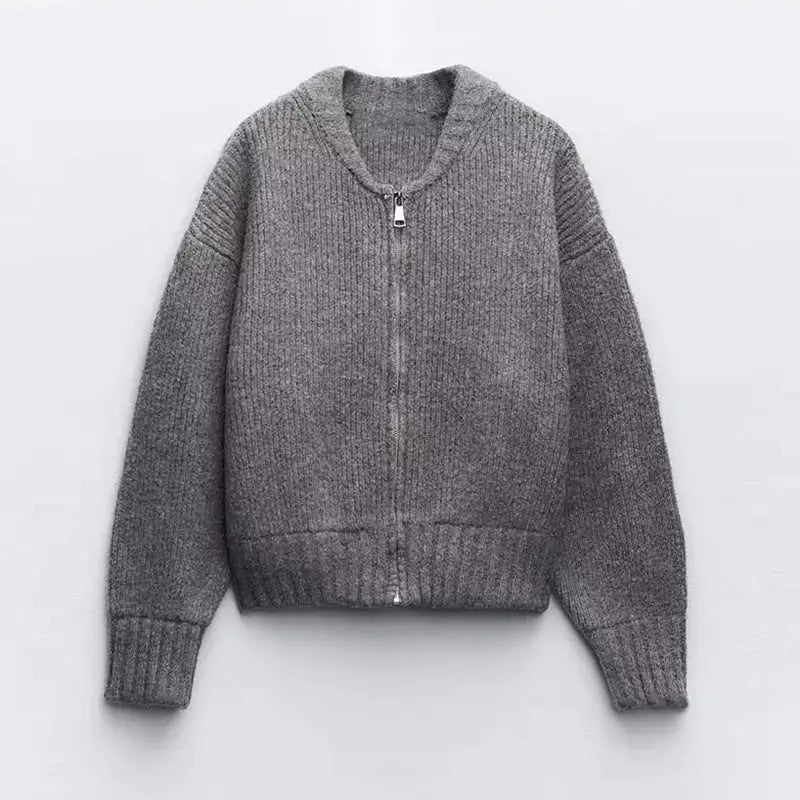 Retro Muse: Vintage-Inspired Sweater Coat - Gray / S
