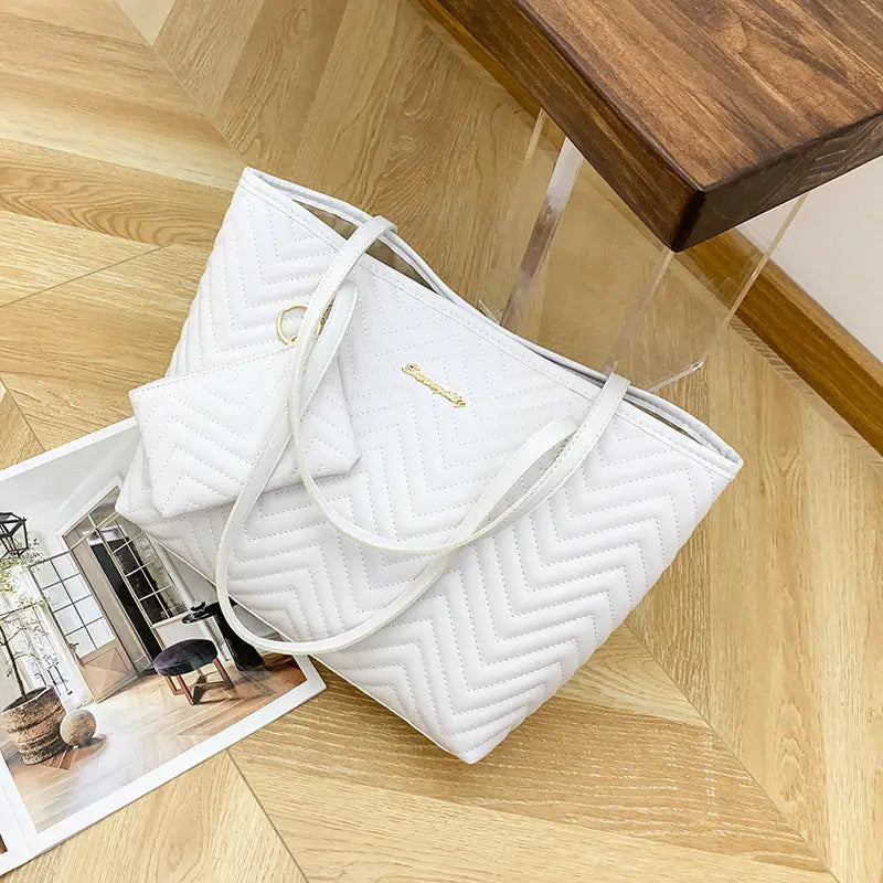 Retro PU Suitcase Packing Bag with Internal Mobile Phone Compartment Set of 2 - White