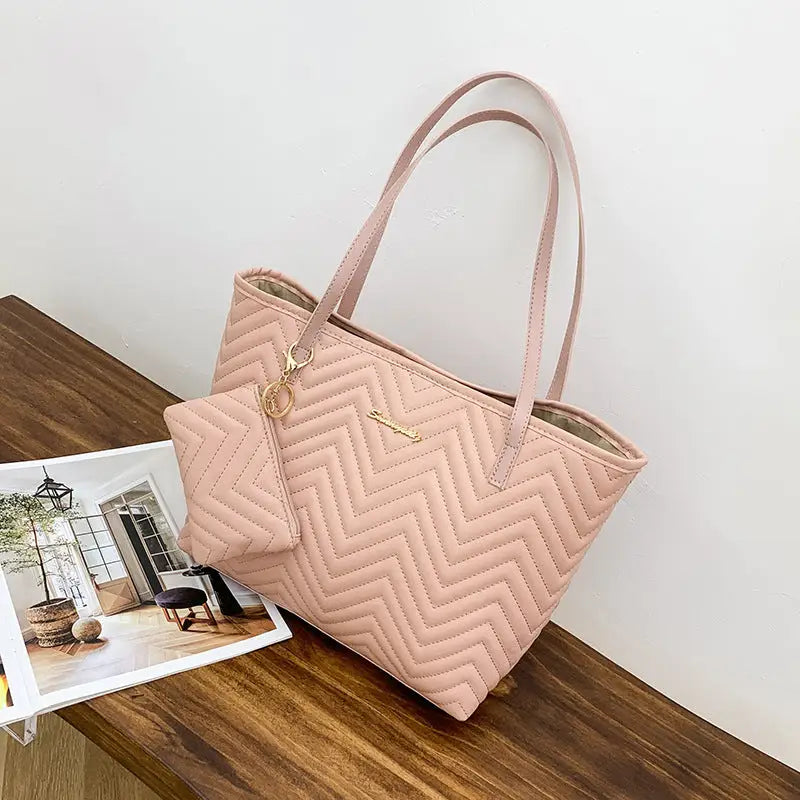 Retro PU Suitcase Packing Bag with Internal Mobile Phone Compartment Set of 2 - Pink