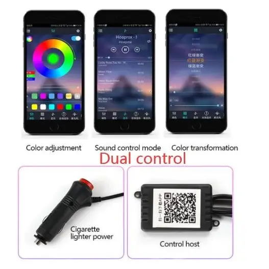 RGB Interior Car Light Strips with Customizable Installation Dual control 1style