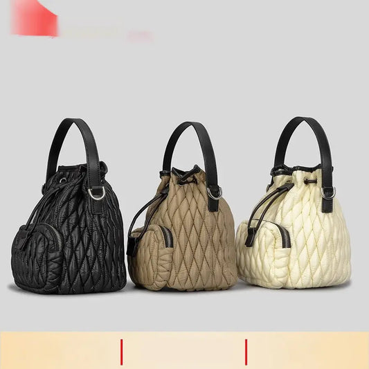 Rhombus Cotton Bucket Bag