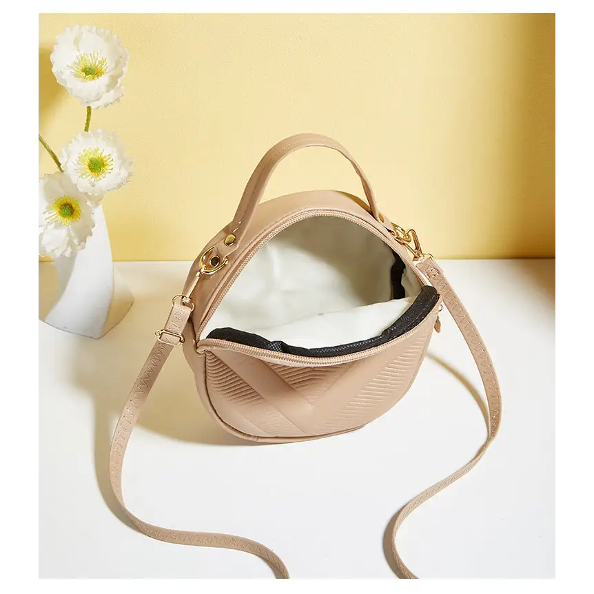 Rhombus Pattern PU Crossbody Bag with Three Dimensional Pocket