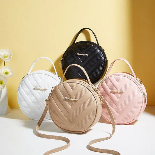 Rhombus Pattern PU Crossbody Bag with Three Dimensional Pocket