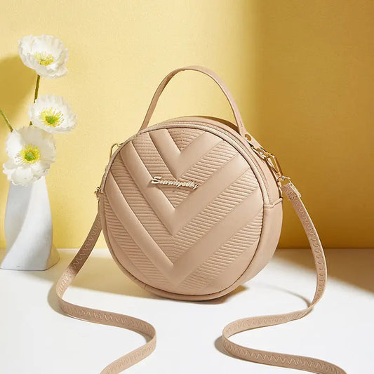 Rhombus Pattern PU Crossbody Bag with Three Dimensional Pocket