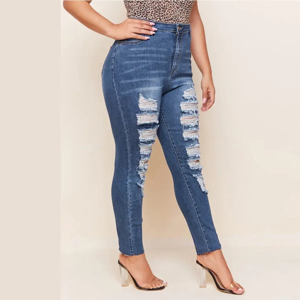 RippedSlim + Plus Size Washed Pencil Pants