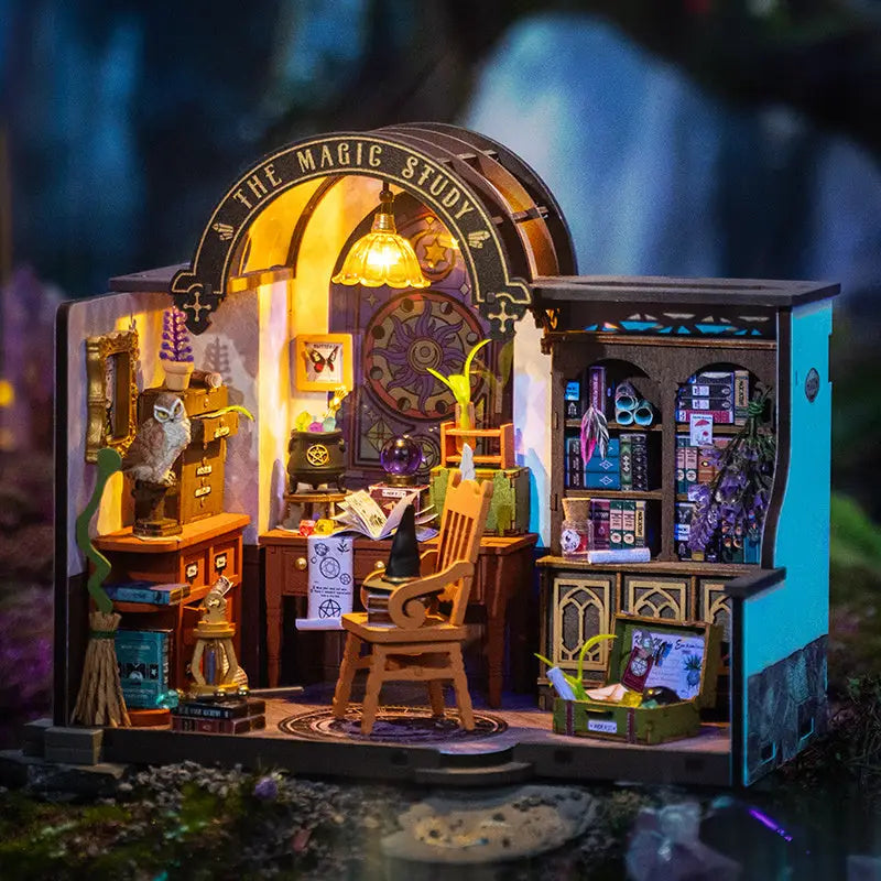 ROBOTIME DIY Miniature House Kit Magic Study for Adults DG166 5
