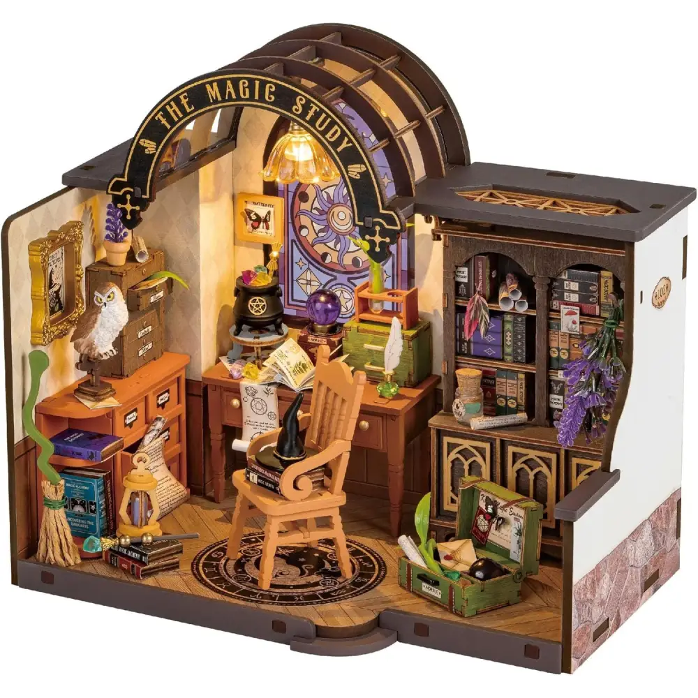 ROBOTIME DIY Miniature House Kit Magic Study for Adults DG166 5
