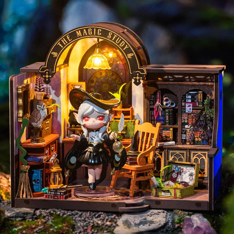 ROBOTIME DIY Miniature House Kit Magic Study for Adults DG166 5