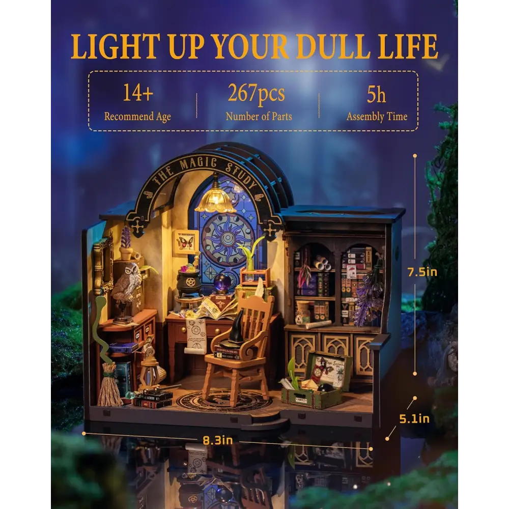 ROBOTIME DIY Miniature House Kit Magic Study for Adults DG166 5