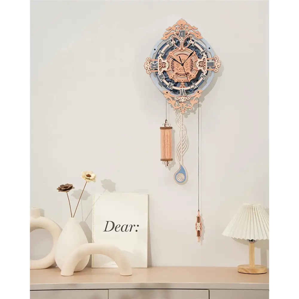 Robotime ROKR Romantic Notes Wall Clock 3D Wooden Puzzle Model LC701 5