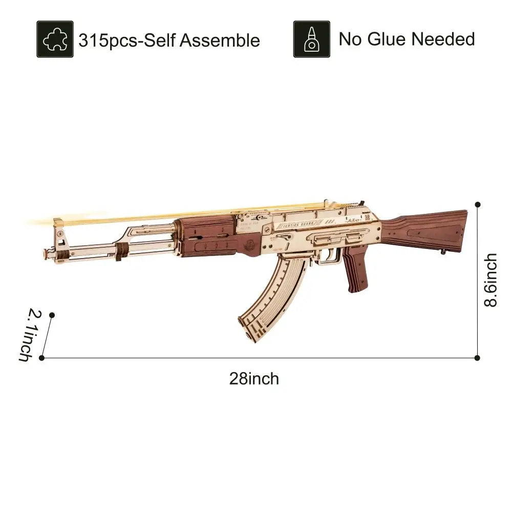 Rokr AK 47 Wooden Puzzle 3D Assembly Model for Ages 12 and Up LQ901 5
