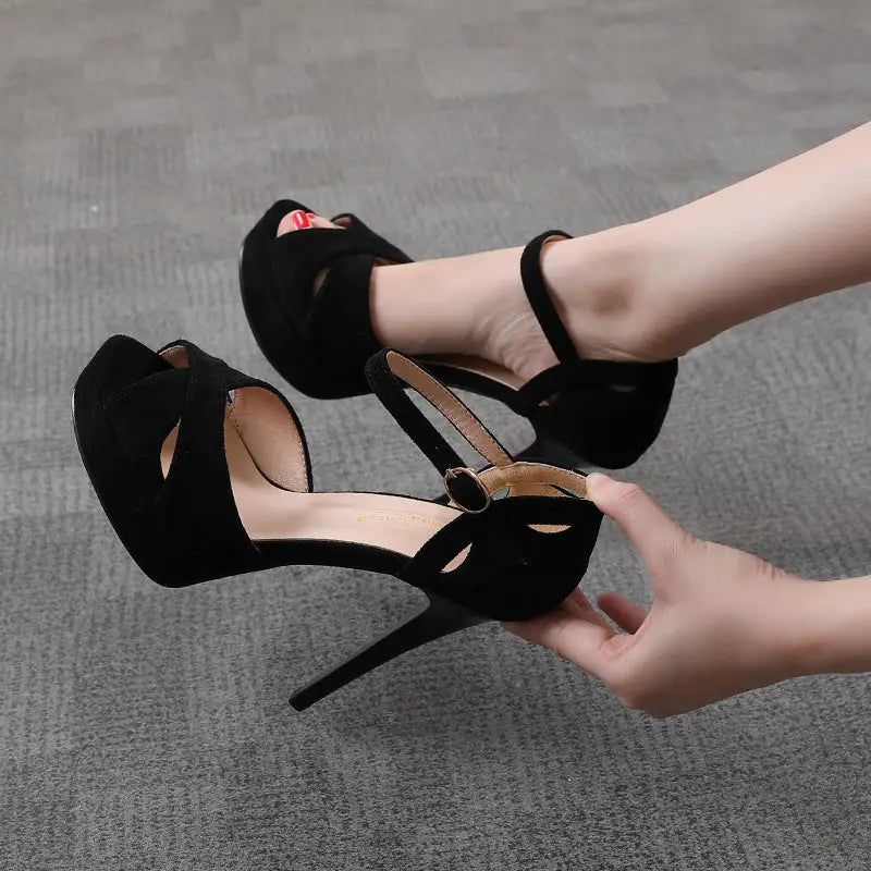 Roman Style Waterproof Platform Suede Leather Sandals for Adults