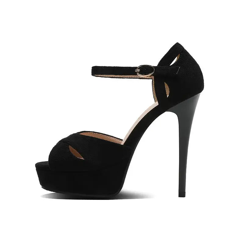 Roman Style Waterproof Platform Suede Leather Sandals for Adults