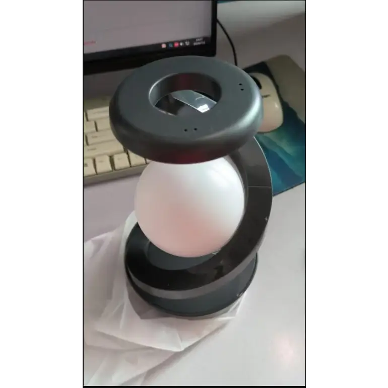 Rotating Suspended Night Light with Stepless Dimming and Soft Illumination Gray Wireless Charger Style