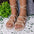 Round Toe PU Sandals with Rubber Sole in Multiple Colors - Apricot / 36