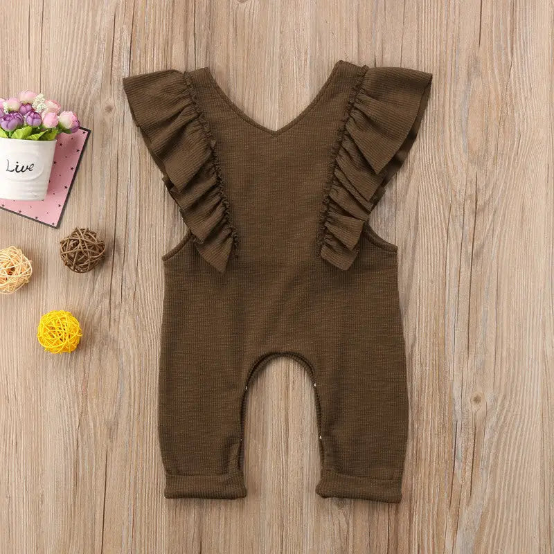 Ruffle Knit Romper: Baby Girl Jumpsuit Overalls