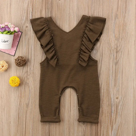 Ruffle Knit Romper: Baby Girl Jumpsuit Overalls