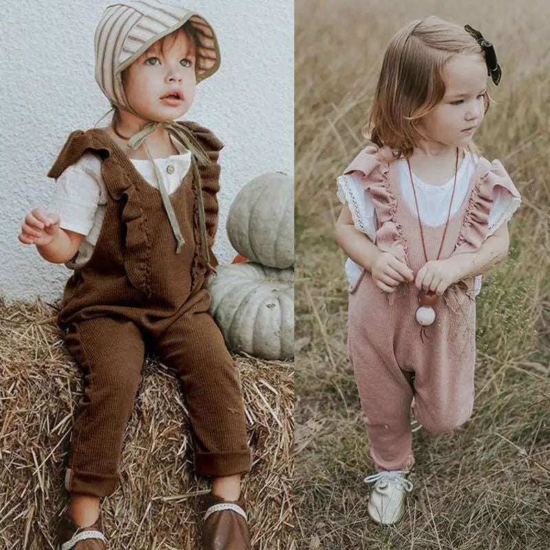 Ruffle Knit Romper: Baby Girl Jumpsuit Overalls