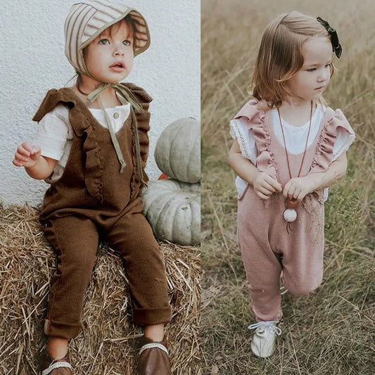 Ruffle Knit Romper: Baby Girl Jumpsuit Overalls